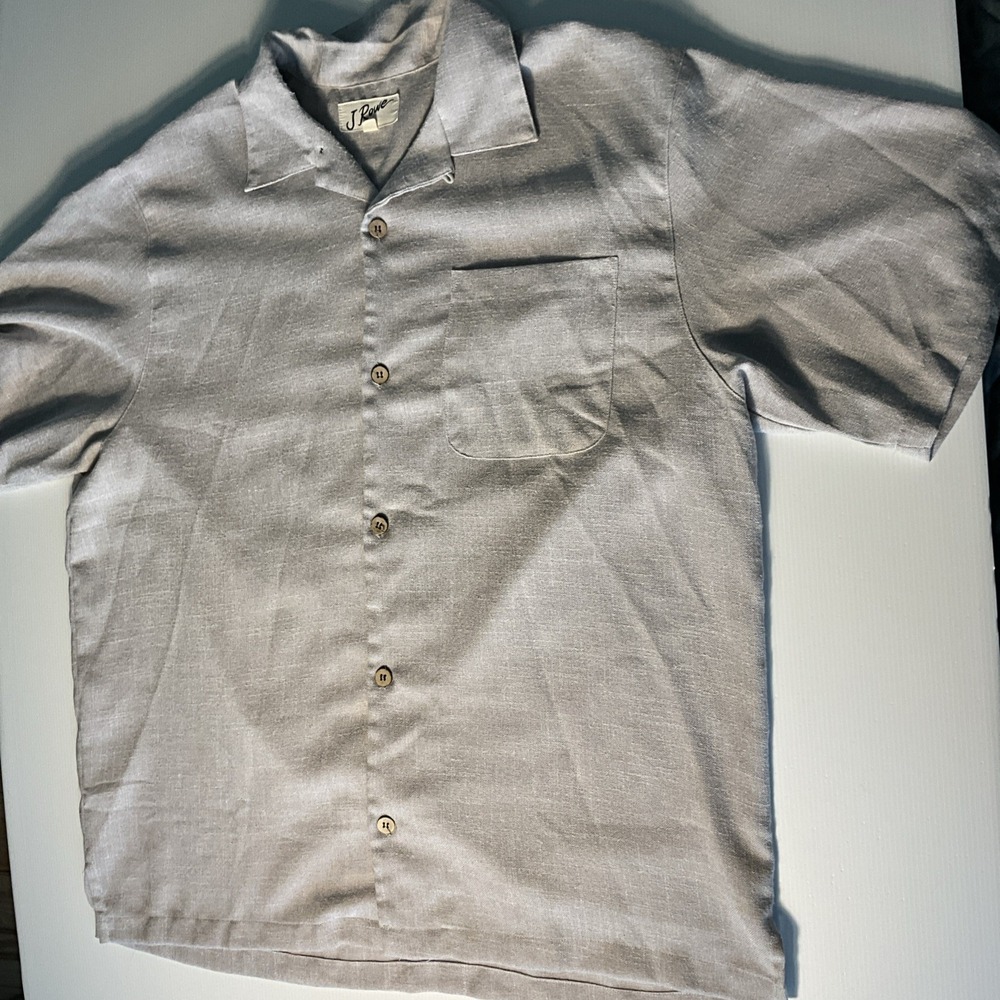 J Rowe Men's XL Just Chillin Parrot Margarita Embroidered Camp Shirt Gray
